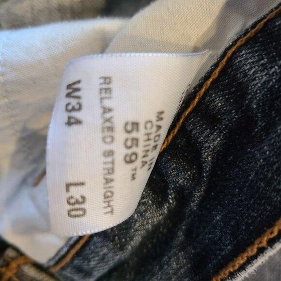 Levi's 559 relaxed straight jeans men's 34x28 faded denim blue  Y2K - Picture 6 of 11